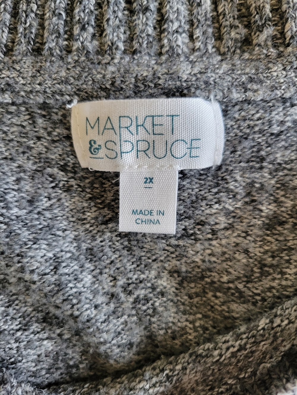 Market & Spruce Dark Gray Ryann Marled Textured Sweater - Picture 2 of 6